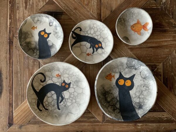 Black Cat Goldfish Mug Set