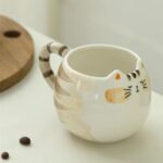 Ceramic Cat Coffee Mug, Striped Tail, Cat Lover Gift Striped Tail Cat Mug